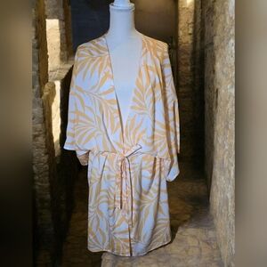 Tropical Leaf Print Kimono Robe NWOT